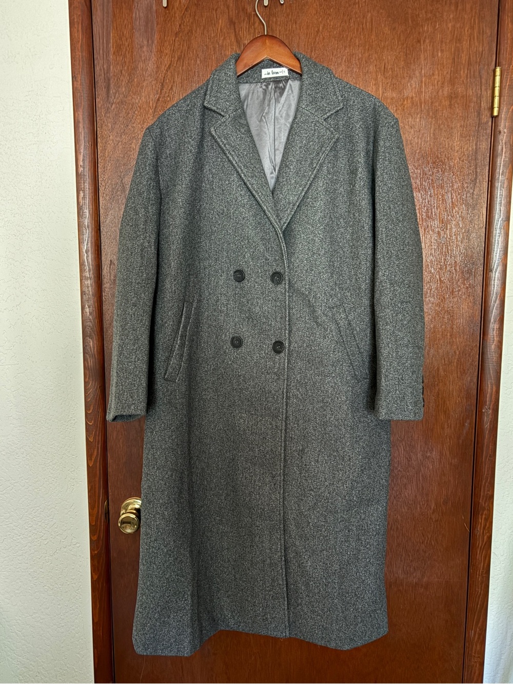 Charcoal Felted Double Breasted Lapel Duster Coat size Large Women’s